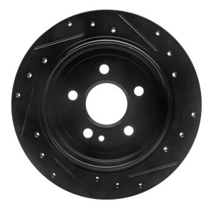 Mercedes-Benz ML320 Brake Rotor (1) - Rear Left - R1 Concepts - Drilled & Slotted - Black - `98-`05